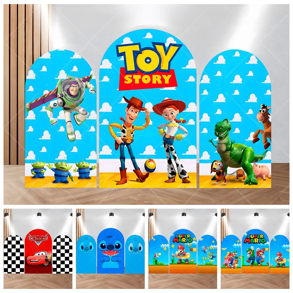 

Disney Toy Story Cars Baby Boys Birthday Gift Party Cartoon Arch Backdrop Custom Kids Room Photography Poster Decor Background