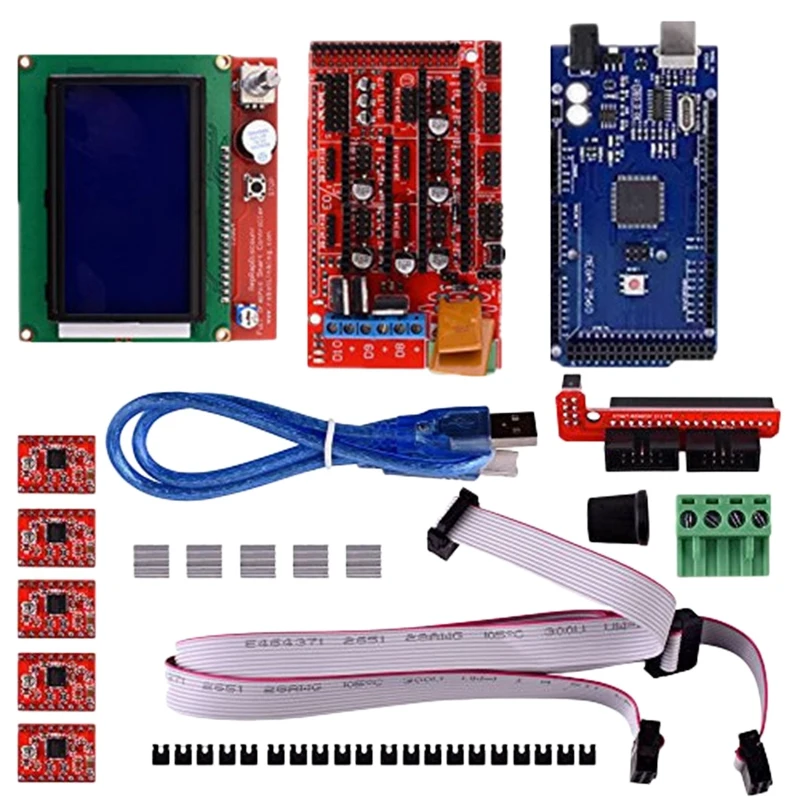 

Ramps1.4 Control Board+2560 R3 Improved Motherboard+12864 Lcd Control Board+A4988 Driver with Heat Sink(Red)