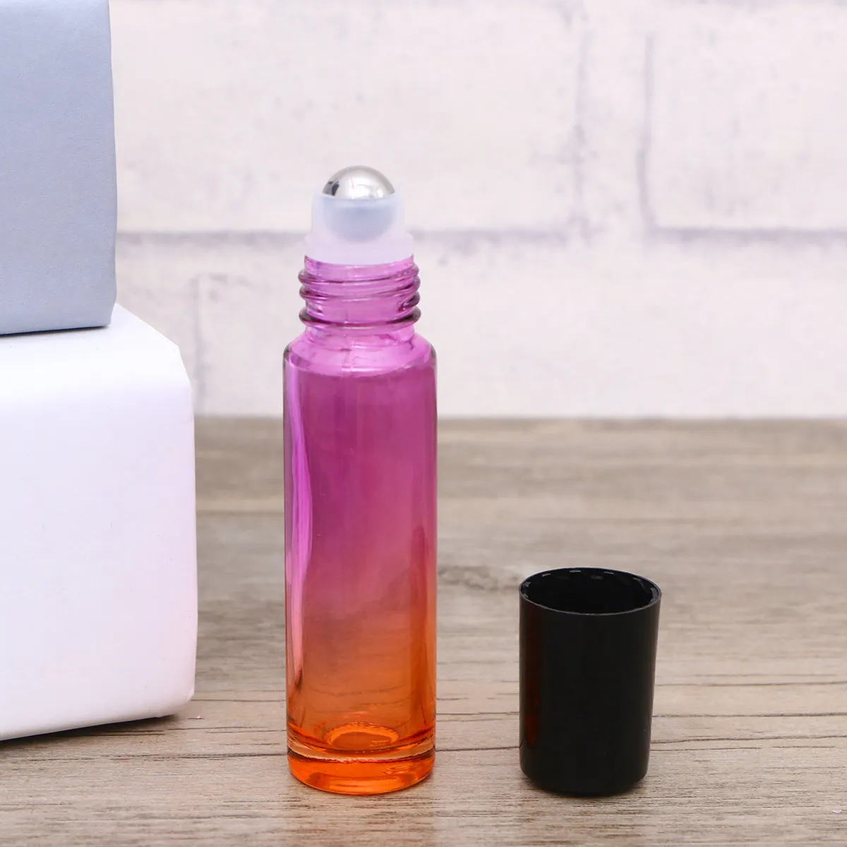 15Pcs Gradient Color Essential Oil Roller Bottles 10Ml Leakproof Glass Roll on Bottles for Travel Aromatherapy Perfume Use view 3