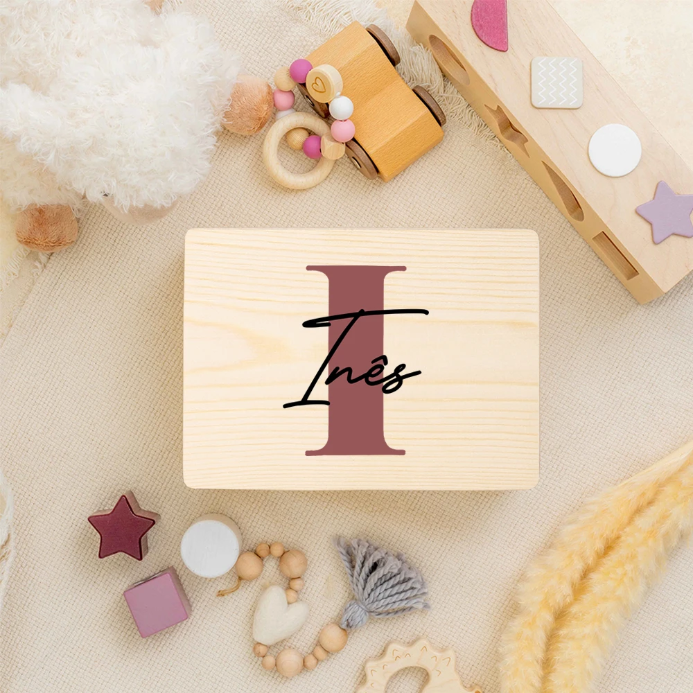 Babies & Kids Keepsake Box Personalized Name Initial Wooden Memory Boxes Gift for Birth Tooth Fairy Boxes Nursery Décor