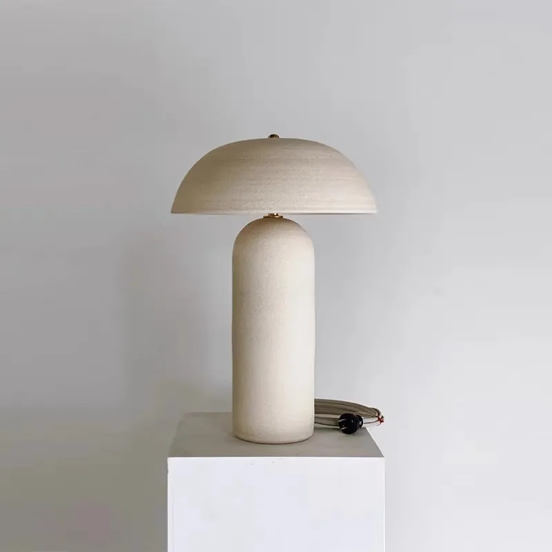 Wabi Sabi Ceramic Table Lamp Japanese Classical Round Lamp Shade Home Appliance Desk Light For Living Room Bedroom Study Decor image 6