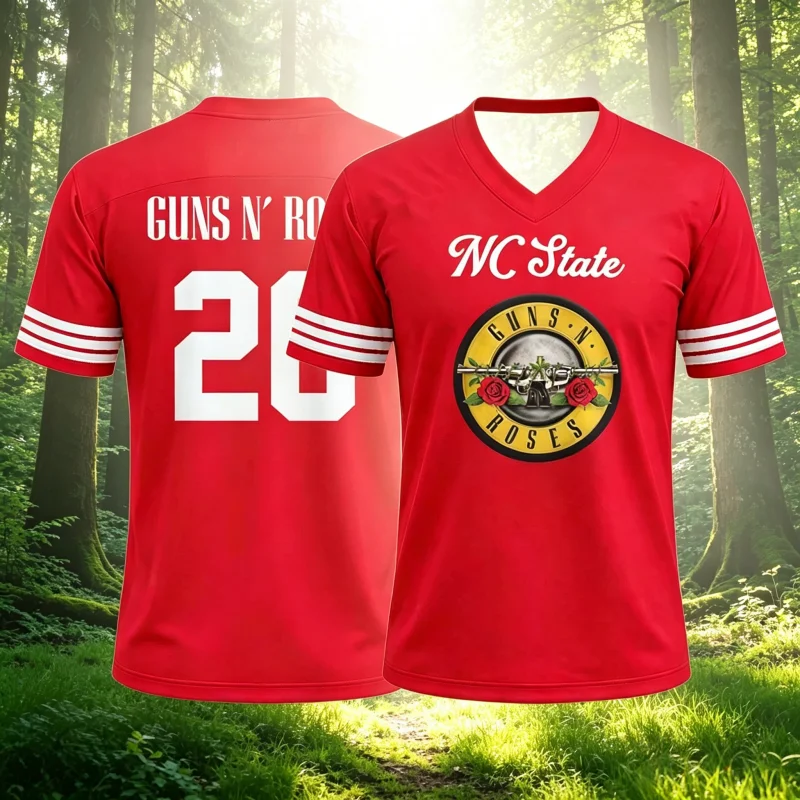 2026 Unisex Retro Red Guns N' Roses Jersey T-Shirt Breathable Casual Streetwear 3D Printing T-shirt for Fans Gift Parent-child