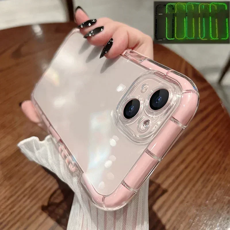 

Роскошный светящийся цветной чехол-рамка для iPhone 14 13 Pro Max, прозрачный чехол для 11 12 Pro Max, противоударный силиконовый чехол