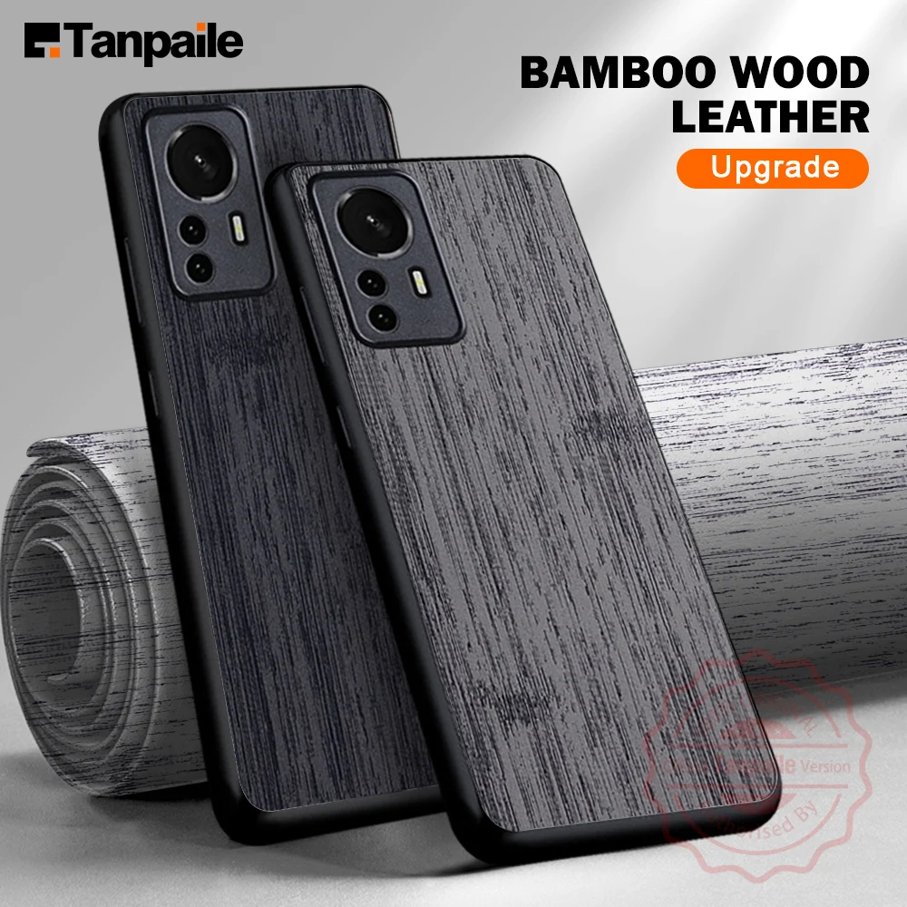 

Tanpaile Shockproof Bamboo Wood Leather Phone Case For Xiaomi 12T Pro Redmi K50 Ultra 12 Luxury Leather Protective Back Cover