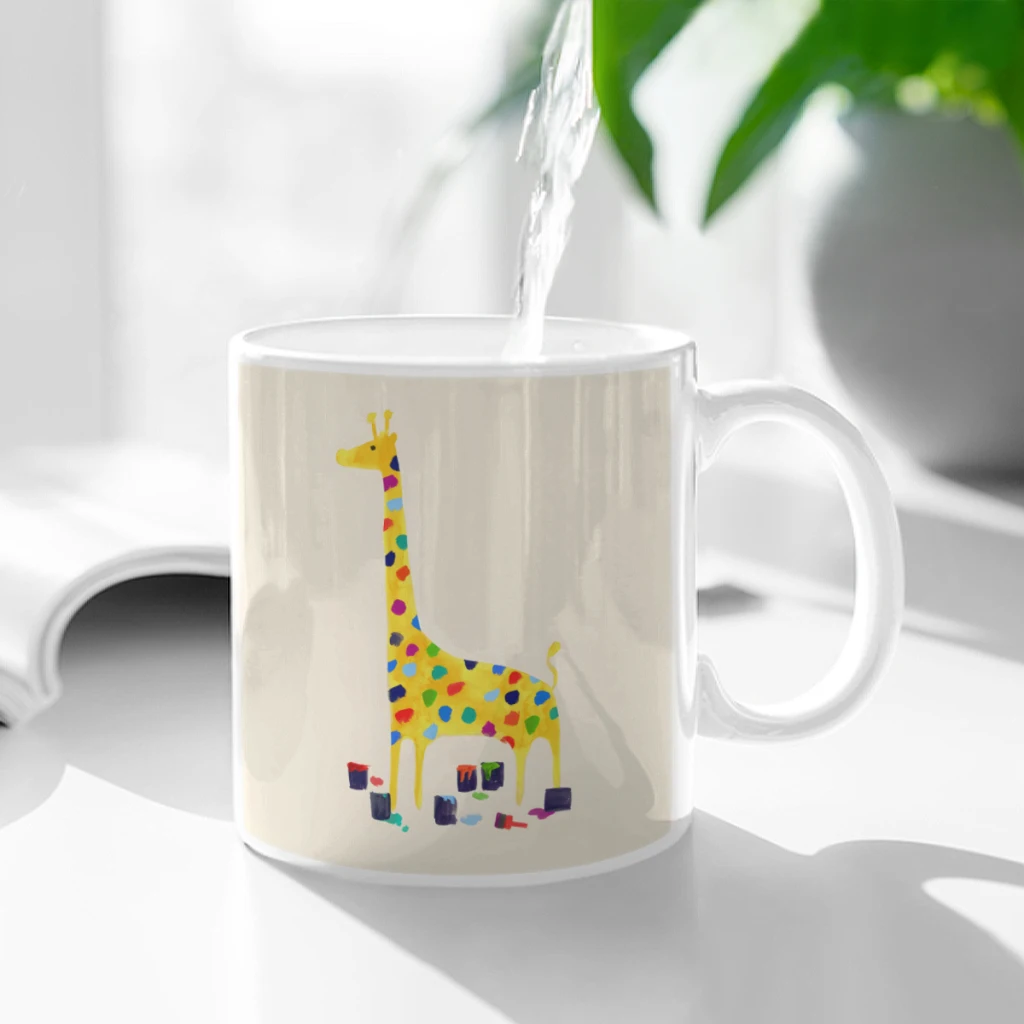 

Rainbow colored giraffe Ceramic Cup Coffee Oatmeal Breakfast Cup Creative Personality Mug