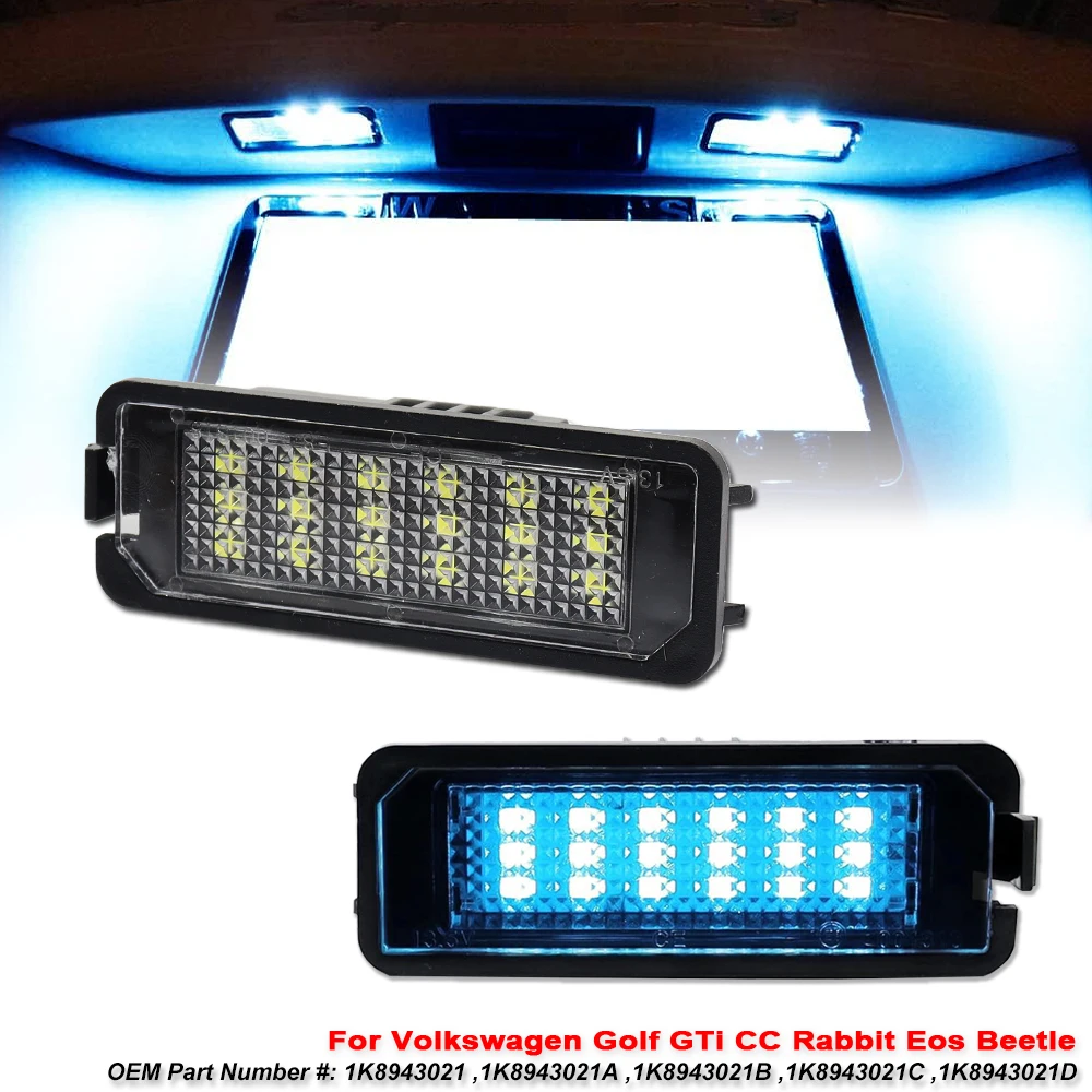 For VW Passat B6 CC Eos Golf 4 5 6 7 MK7 Polo Superb Lupo Scirocco Seat Leon Altea Ibiza LED License Number Plate Light Lamp