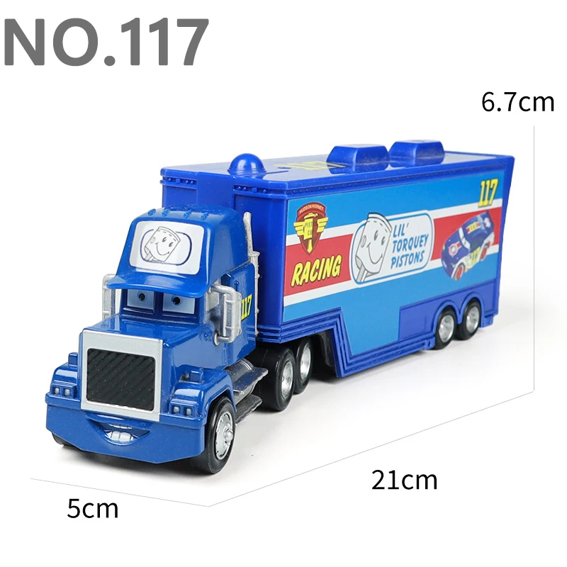 Pixar Cars Greg Candyman's Hauler Modellauto Anime-Figur Mack Container Trucks Semi-Hauler Dinoco Racing Spielzeug Kindergeschenke – Detail 5