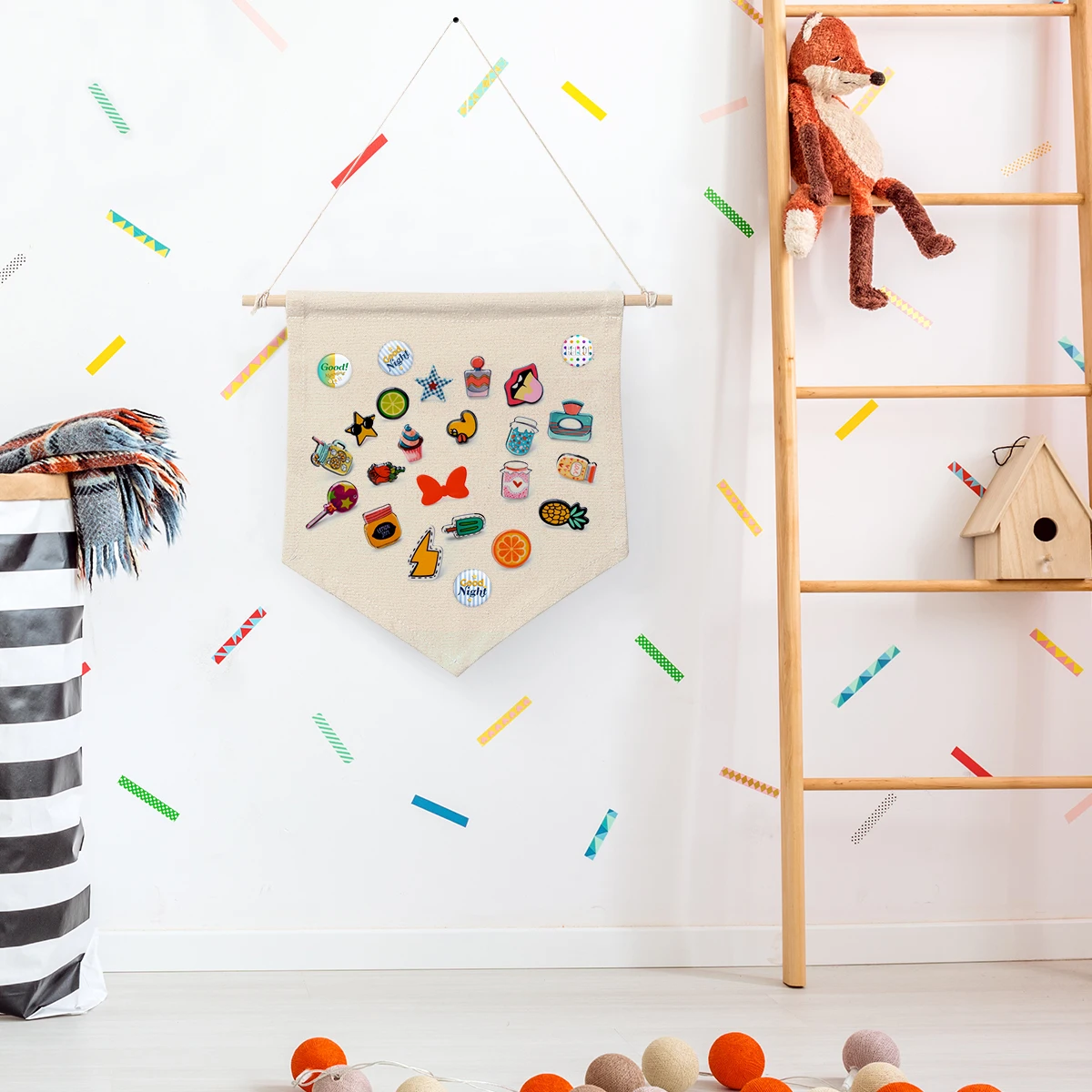 

1pc Nordic Wall Canvas for Pin Display Lapel Badge Flag DIY Lapel Pin Badge Flag Pennant Banner Painting Home Office Decor