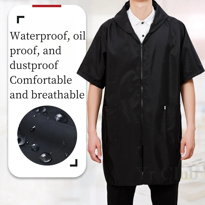 Thin Style Waterproof Work Clothes Short Sleeve Pet Grooming Clothing  Summer Hair Salon Hairdresser Uniform Kitchen Apron