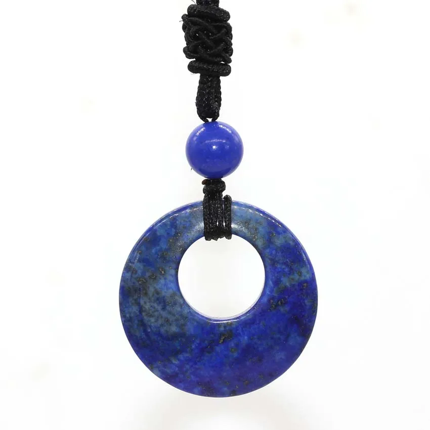 Charms Natural Healing Crystal Round Stone Pendant Necklace For Women Amethsyt Rose Quartz Lapis Lazuli Choice Men Jewelry Gifts