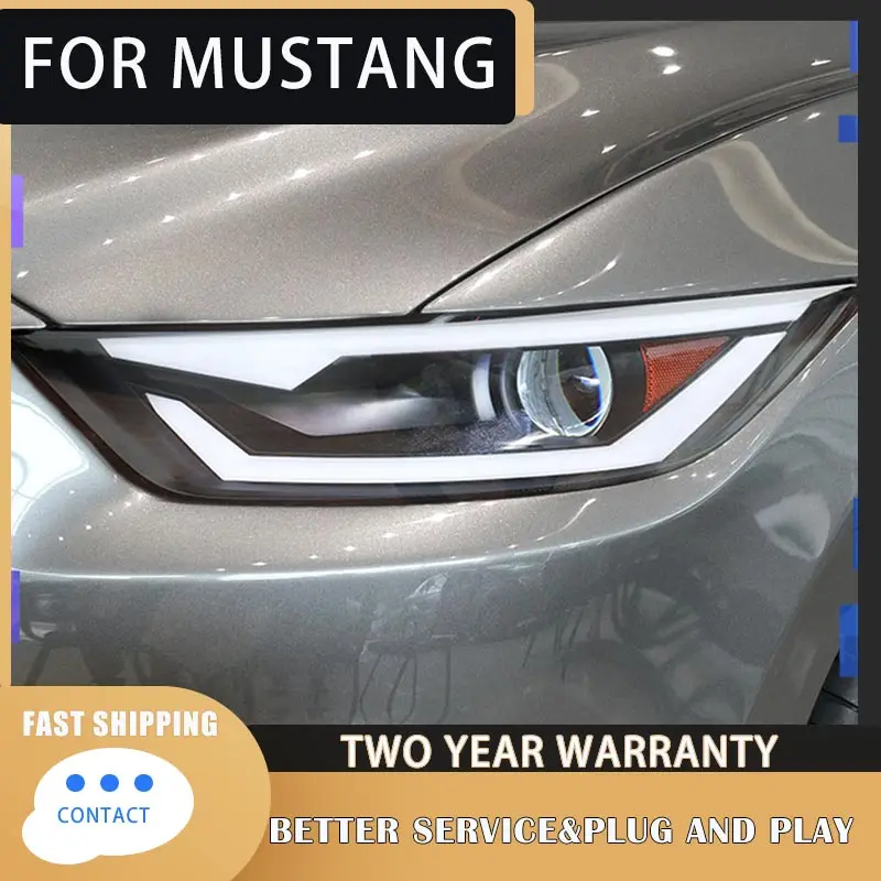 Car Styling for Ford Mustang Headlights 2015-2017 LED DRL LED Dynamic turn signal Ford Mustang head lamp car Accessories