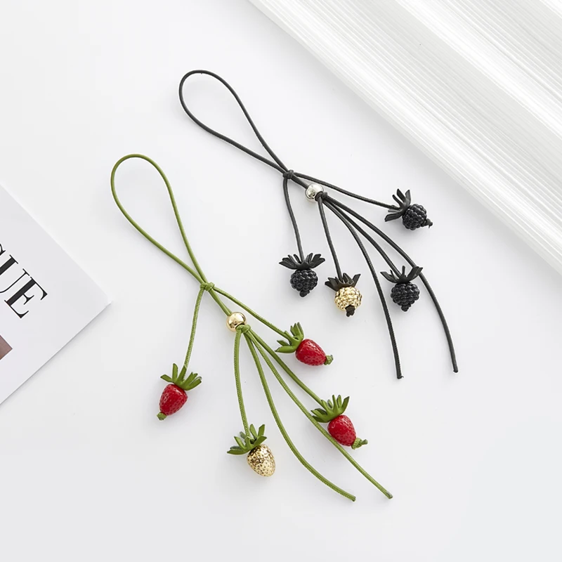 Berry raspberry blackberry tomato cowhide bag charm for women's bag fashion decoration pendant hanging bag accessories