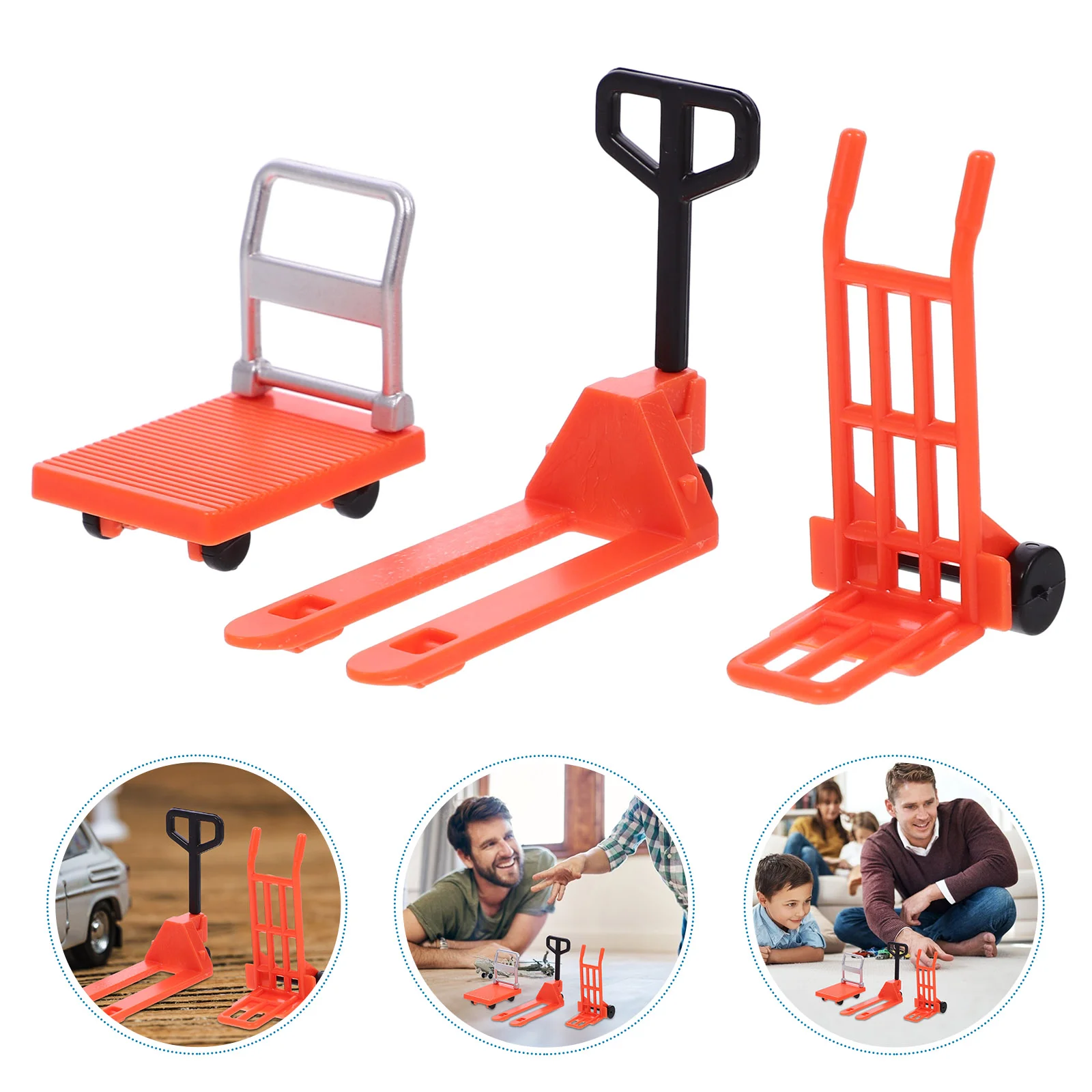 Vehicle Road Traffic Toys Car Accesories Cartoon Plastic Forklift Boys Wheelbarrow Orange Mini Construction Moving Tools Child