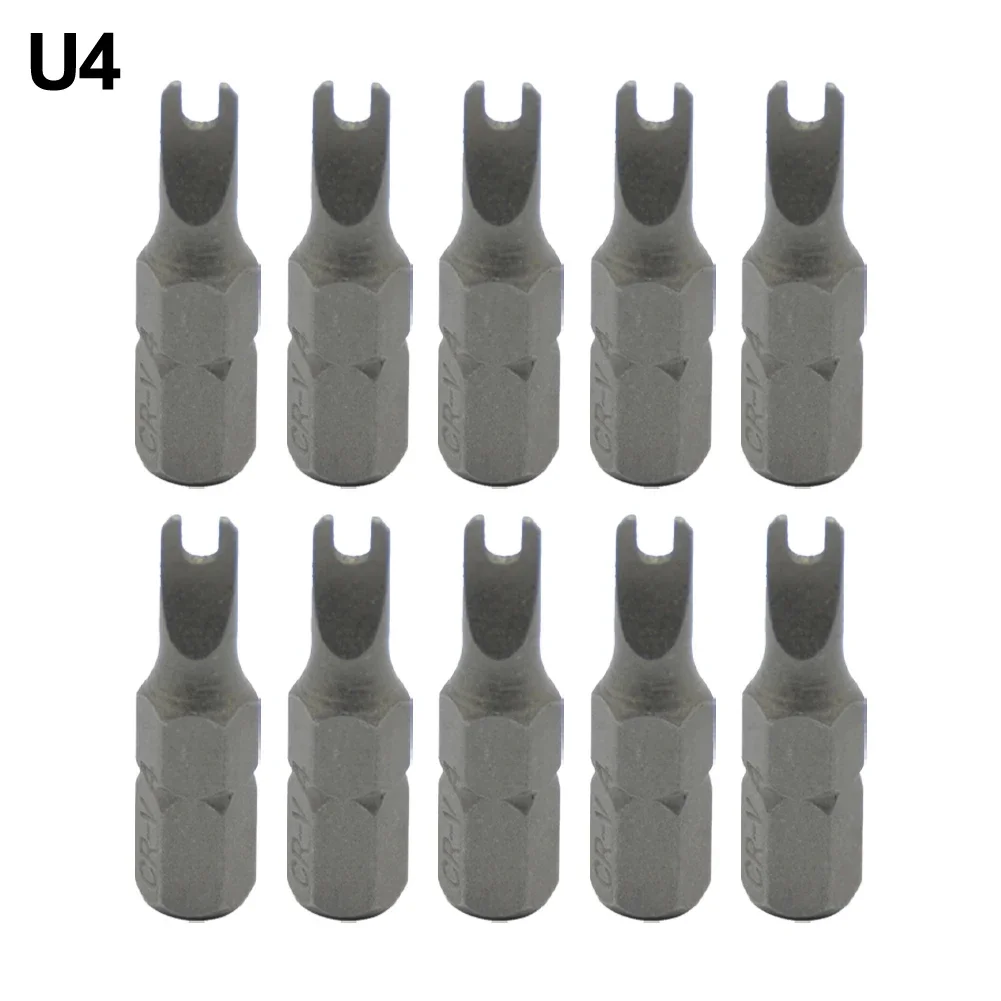 10pcs U-Shaped Batch Head Magnetic Screwdriver Bit Set 1/4In Hex Shank 25mm Screw Driver Bits Special-shaped Screwdriver ﻿