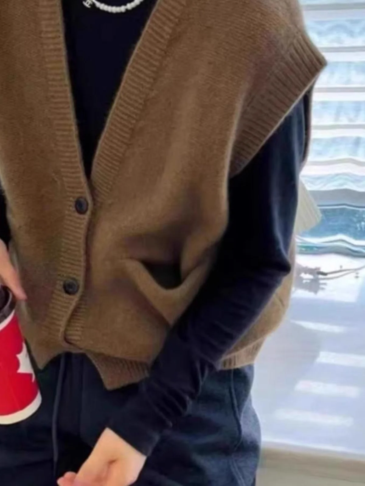 

Вязаный жилет свободного кроя для женщин, открытый кардиган с V-образным вырезом, повседневный, удобный, дышащий, осенний топ