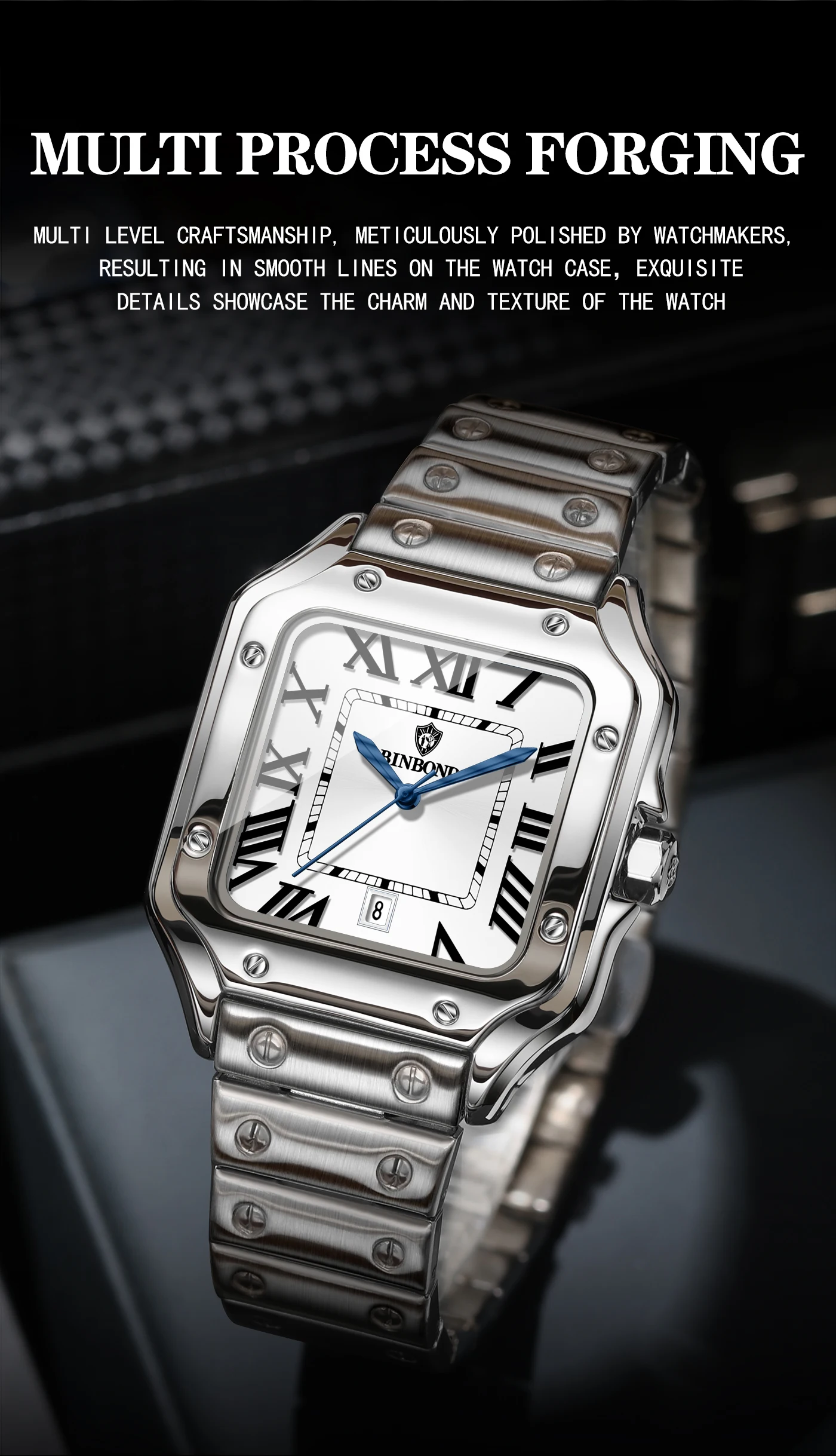 BINBOND Neue Original Herren-Quarzuhren Wasserdicht Leuchtend Automatisches Datum Langlebige Edelstahluhr für Männer Luxus Reloj – Detail 12