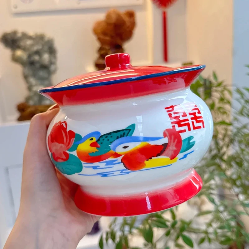 

Spittoon Instant Noodle Bowl Ceramic Rice Bowl Send Friends Nostalgic Funny Chamber Pot Soup Bowl