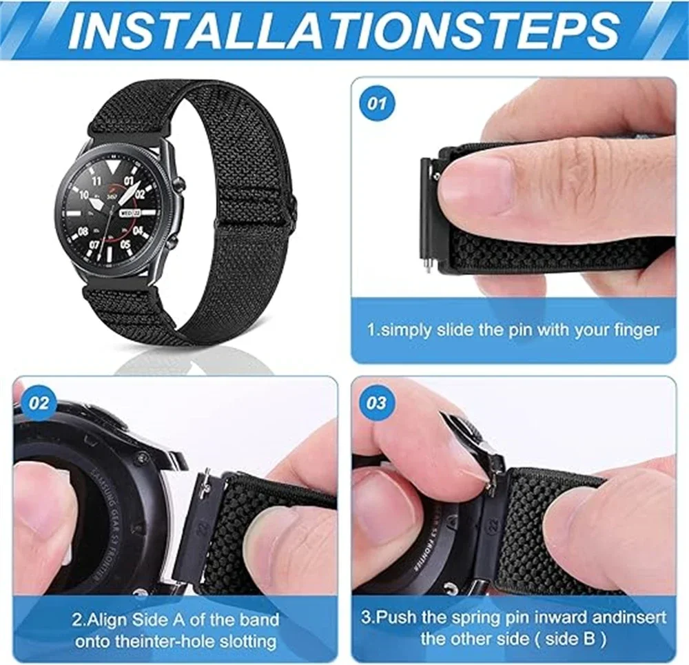 حزام نايلون لـ Huami AMAZFIT GTR 4 ، و 3 Pro ، و 20 ، و 22 ، و 47 ، و GTS 4 ، و 3 ، و 2e ، و BIP 5 ، بديل رياضي ، سوار حلقي مضفر