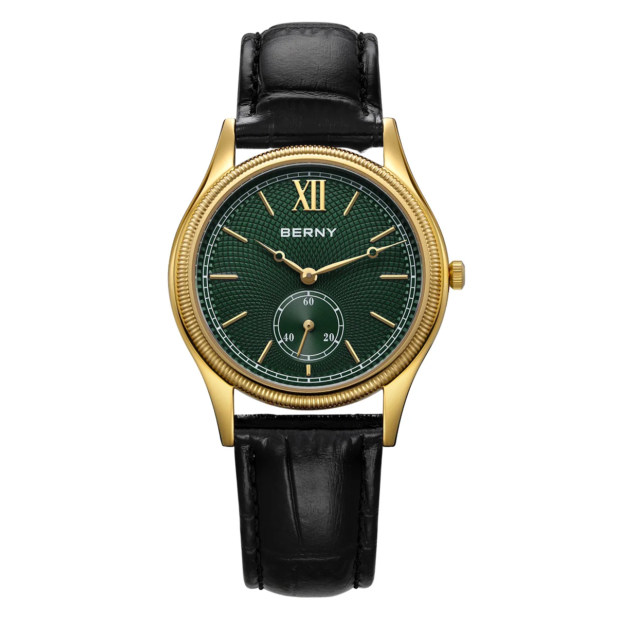 BERNY Luxusuhren für Herren, ultradünn, klassische Eleganz, Kleid, Gold, Quarz, Herrenuhr, Lederarmband, modische Business-Armbanduhr 4