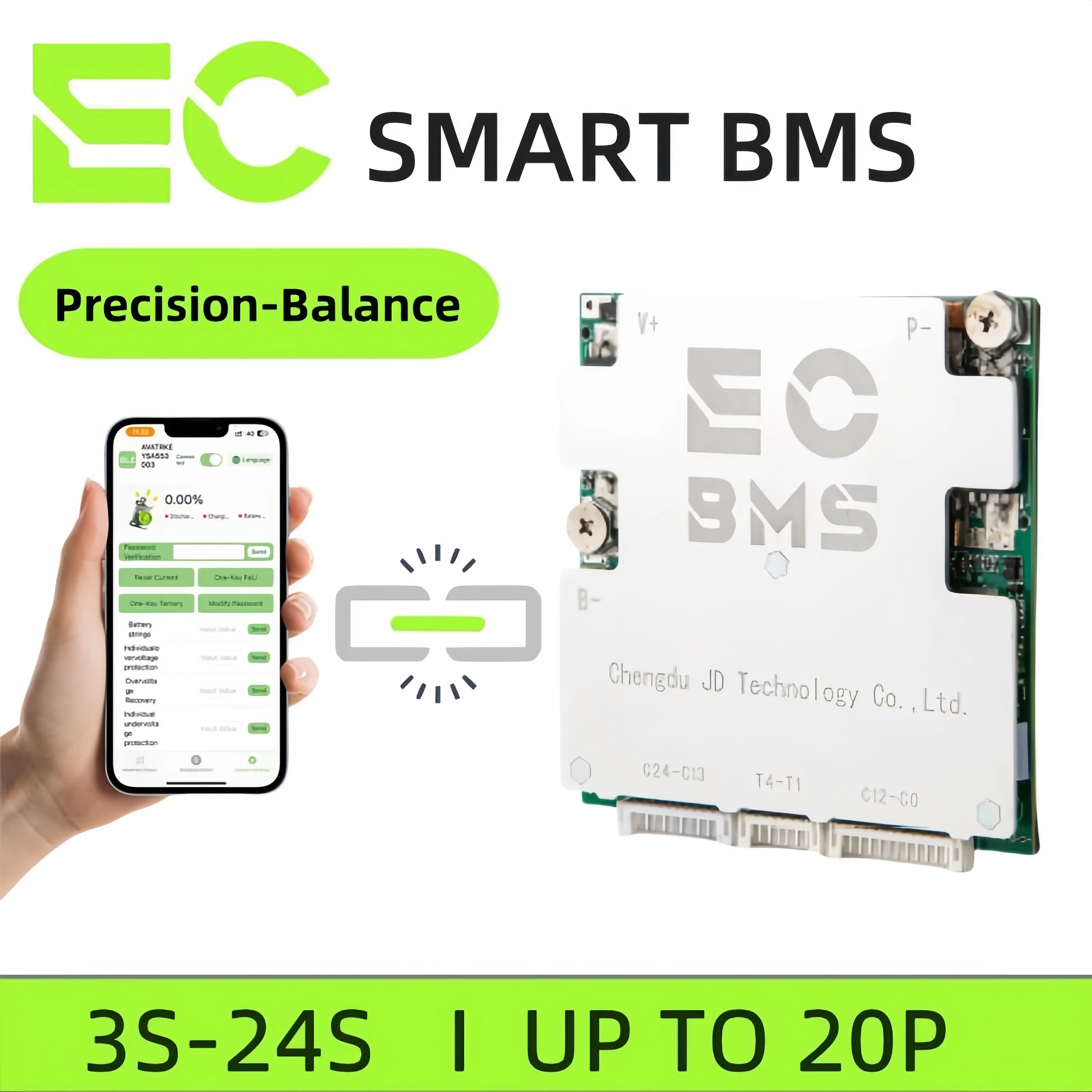 ECBMS 8S 16S 30S 60V 128V 200A 300A Golf Cart BMS, LiFePO4 / Lithium-ion Battery Management System, CAN 485 UART, ESS Inverter S