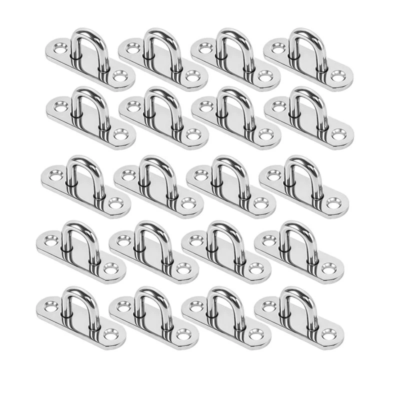 Fine Workmanship Ceiling Hook Ring 20Pack Stainless Steel Oblong Pad Eye Plate Heavy Duty Ceiling& Wall Mount Hook Hanger