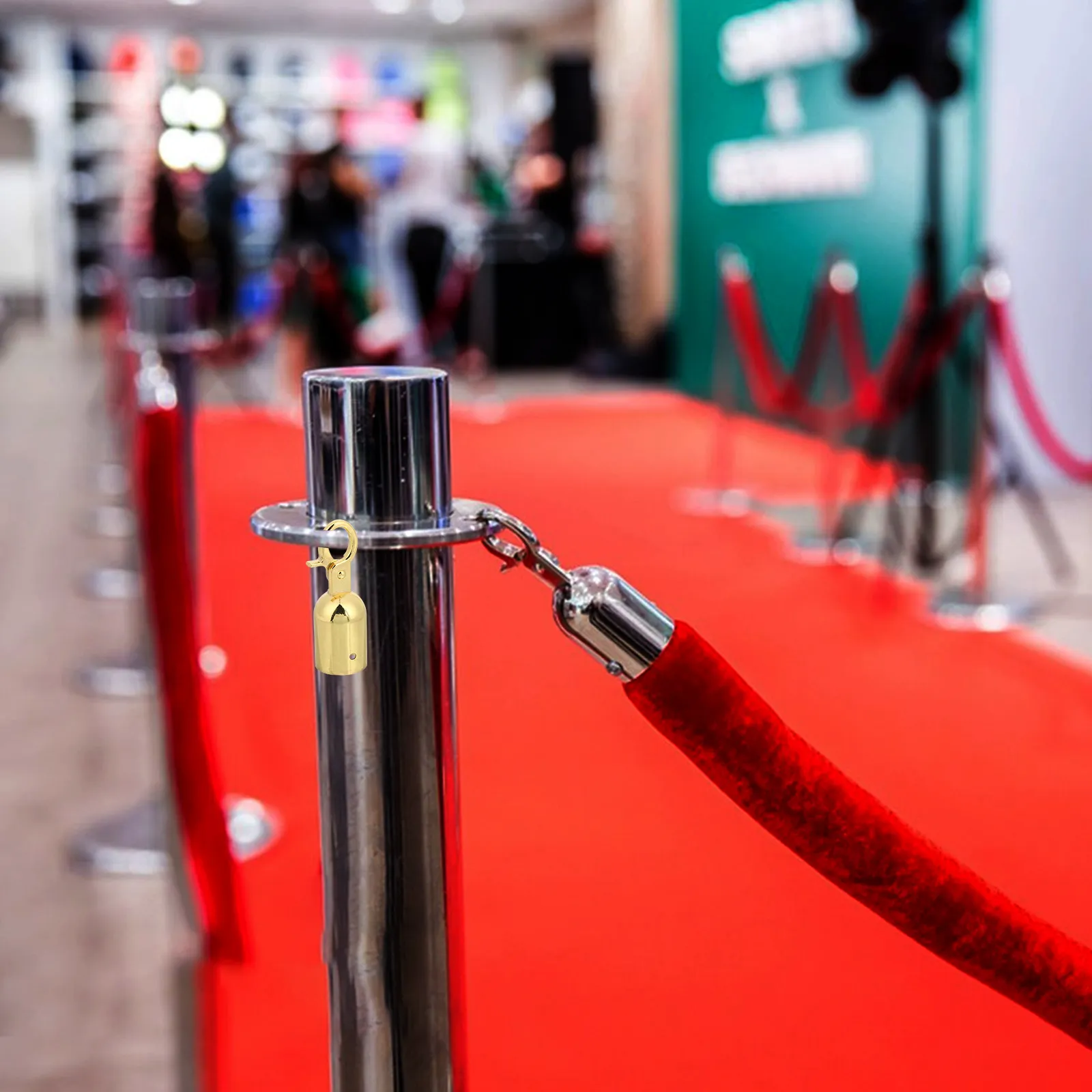 2Pcs Elegant Metal Rope End Hooks Stanchions Barrier Rope Snap Clips Crowd Control Queue Divider Fasteners Silver