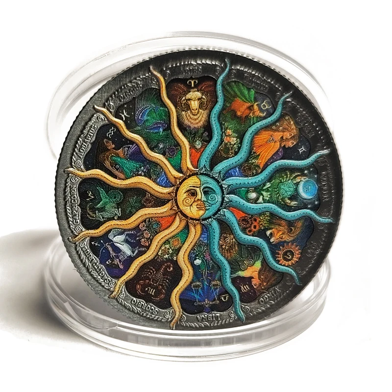 2026 Hot Sale 12 Constellation Maya Commemorative Coin Antique Challenge Coin Silver Collectible Medal Metal Badge