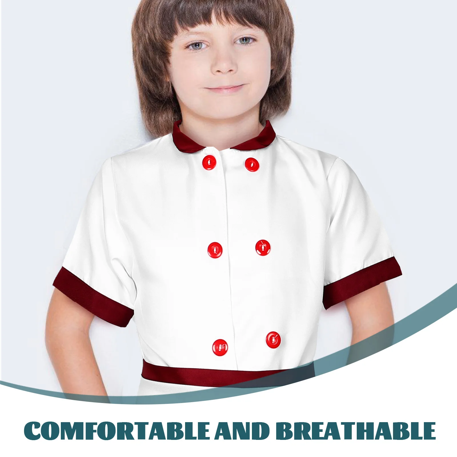 1Set Chef-kostuum Koken Outfit Korte mouwen Rollenspel Kleding Comfortabele hoed Schort