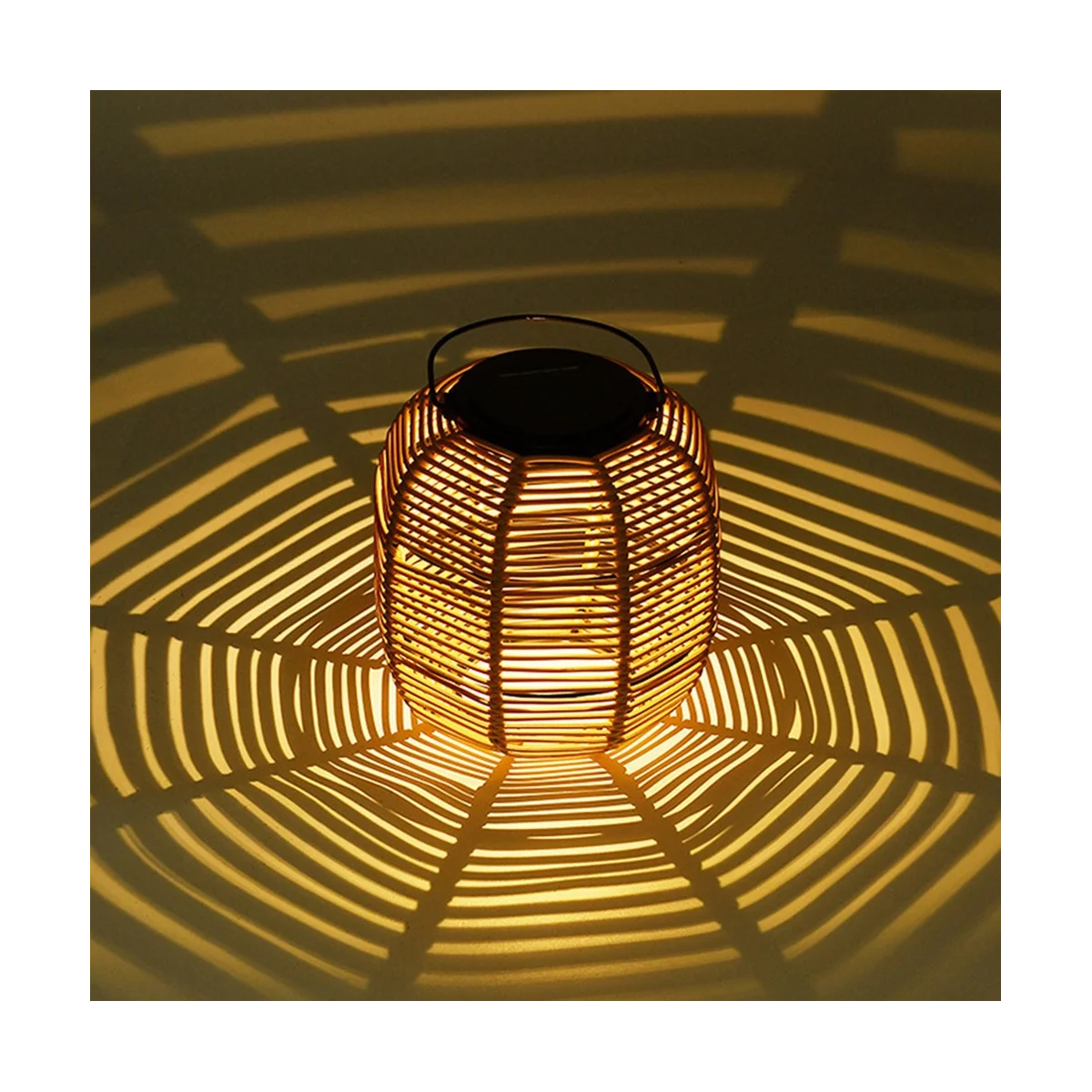 Solar Rattan Hanging Lantern,Solar Lantern with Handle Solar Outdoor Lantern Decorative Lights for Garden Yard