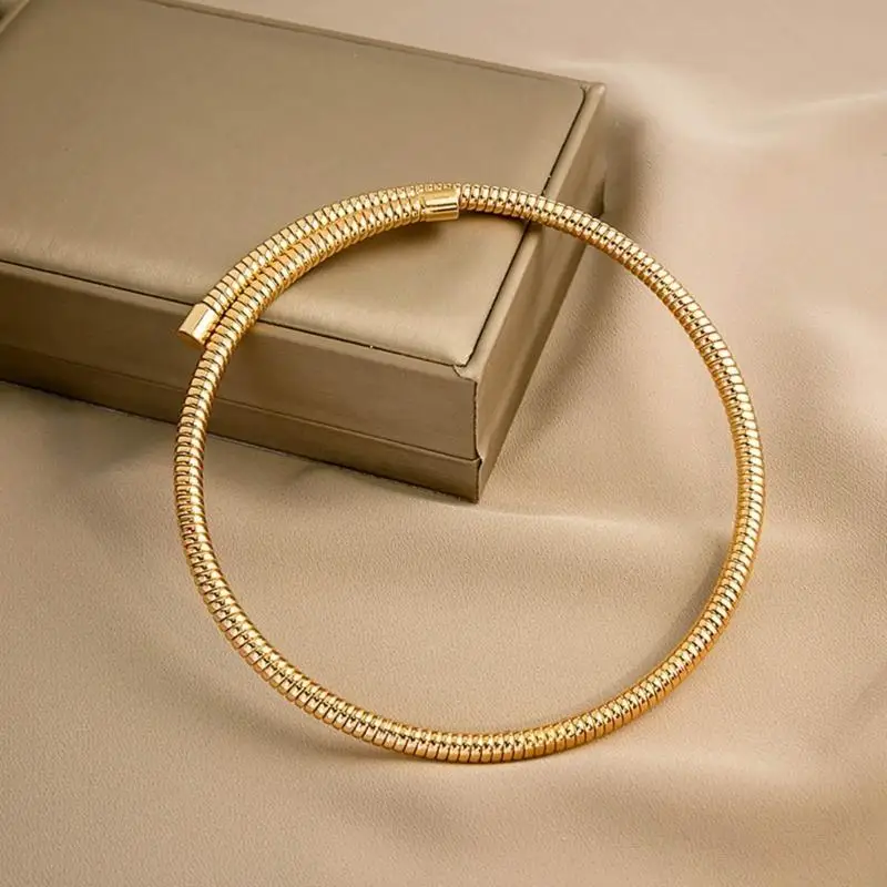 2 Pack Stylish Necklace Fashionable Stackable Bracelet Elastic Bangles Wrist Jewelry Spring Bracelet for Daily Wear