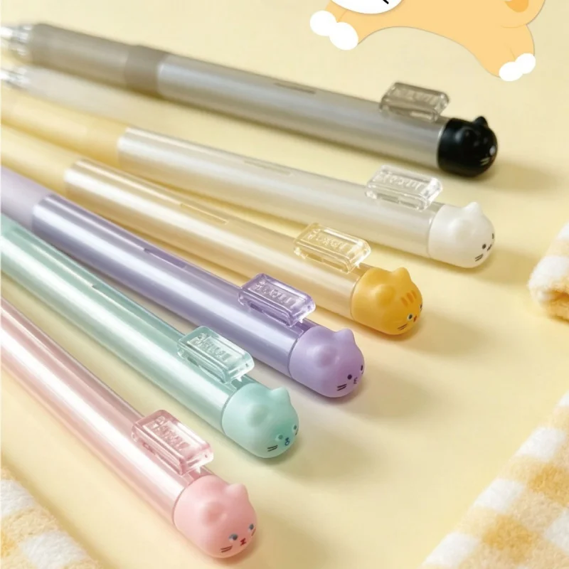 24pcs/lot Creative Cat Erasable Gel Pen Cute 0.5mm Blue Ink Signature Pens Promotional Gift Office School Supplies