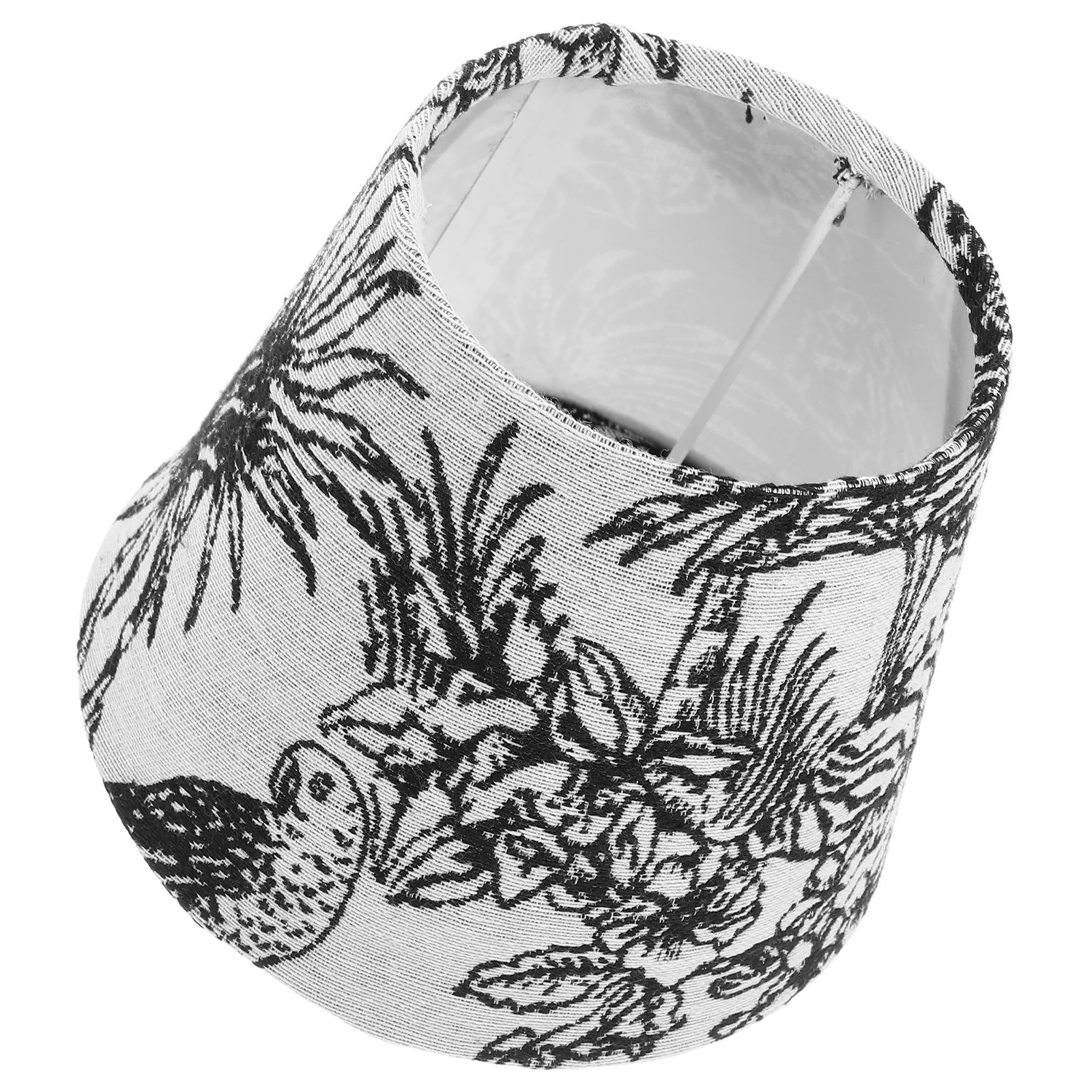 

Small Barrel Lamp Shade 7inch Embroidered Bird Flower Fabric Replacement for E27 Table Floor Lamps Tropical