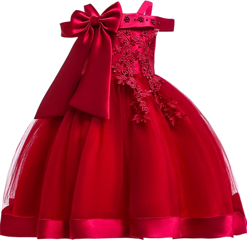 3-10 Years Kids Christmas Party Dresses For Girls Appliques Flower Elegant  Wedding Dress With Bow Children Birthday Prom Gown - AliExpress 1501