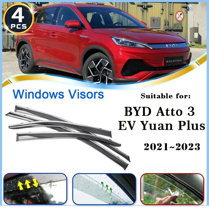 

Window Visor for BYD Atto 3 EV 2022 Yuan Plus Car Accessories Rain Guard Deflector Windshield Rain Eyebrow Awning Trim 2021 2023