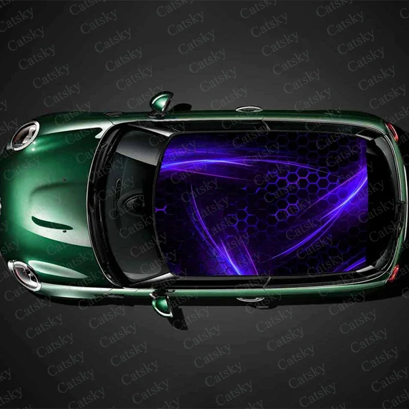 

Blue Abstract wallpaper Car roof sticker wrap racing SUV accessories packaging painting PVC car accessories graphic decals