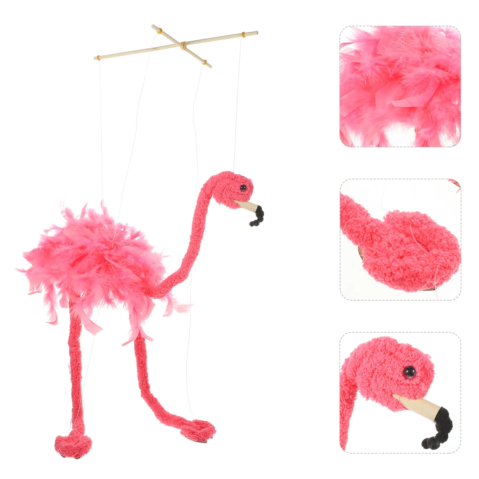 Corde di peluche Burattini di fenicotteri Corda di animali Ostrizi Animali Marionette Figura divertente Giocattoli artigianali per bambini