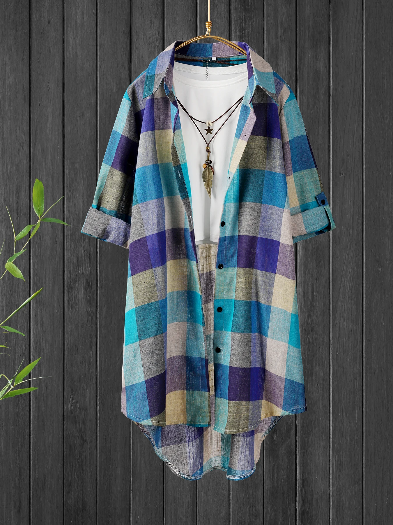 

Plus Size Woman Korean Style clothing Breathable Plaid Shirt - Elegant & Youthful Blouse in External Clothes Chic Women's Blouse