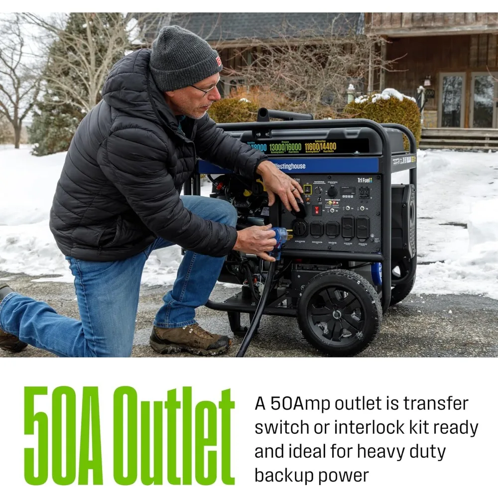 18000W Tri-Fuel Portable Generator, Remote Start, Transfer Switch Ready, Gas Propane Natural Gas