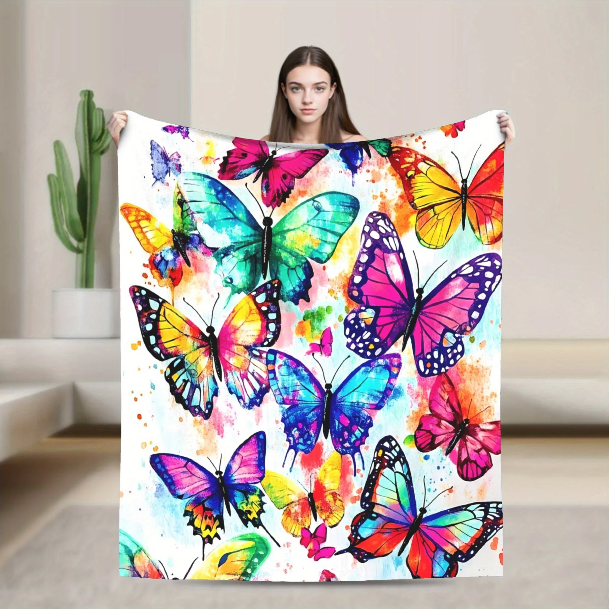 Manta de mariposa Hermosa manta de mariposa Franela ultra suave Manta de mariposas coloridas Regalos para adultos