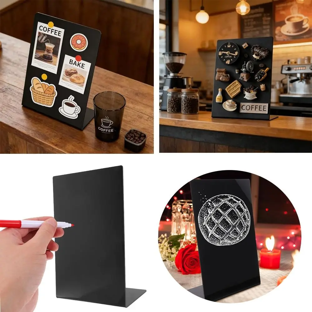 Notes Storage Stainless Steel Magnetic Board Vertical Stand Magnetic Metal Memo Board L-Shaped Blackboard Message Board Meeting