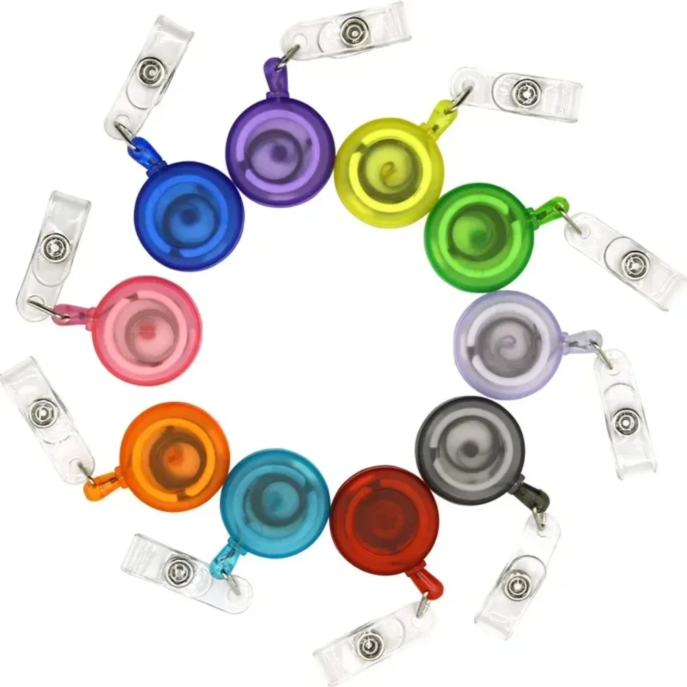 Transparent Working Card Case with Colorful Retractable Pull Badge Reel Plastic Name Holder Pass Work Employee Card Cover Clips