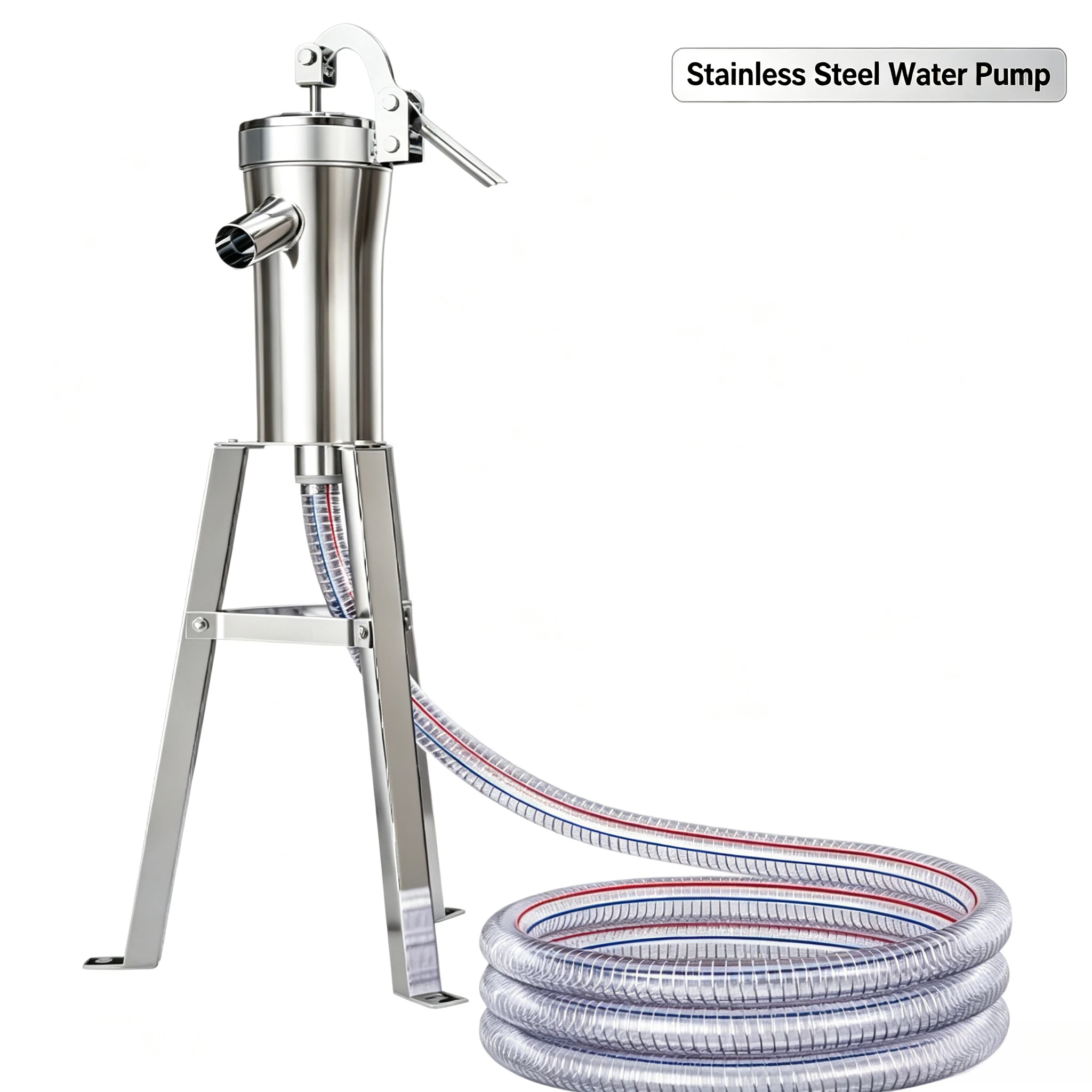 Rustproof Stainless Steel Manual Hand Pressure Well Pump Traditional Rural Water Suction Pump Home Well Water Drawing Accessory