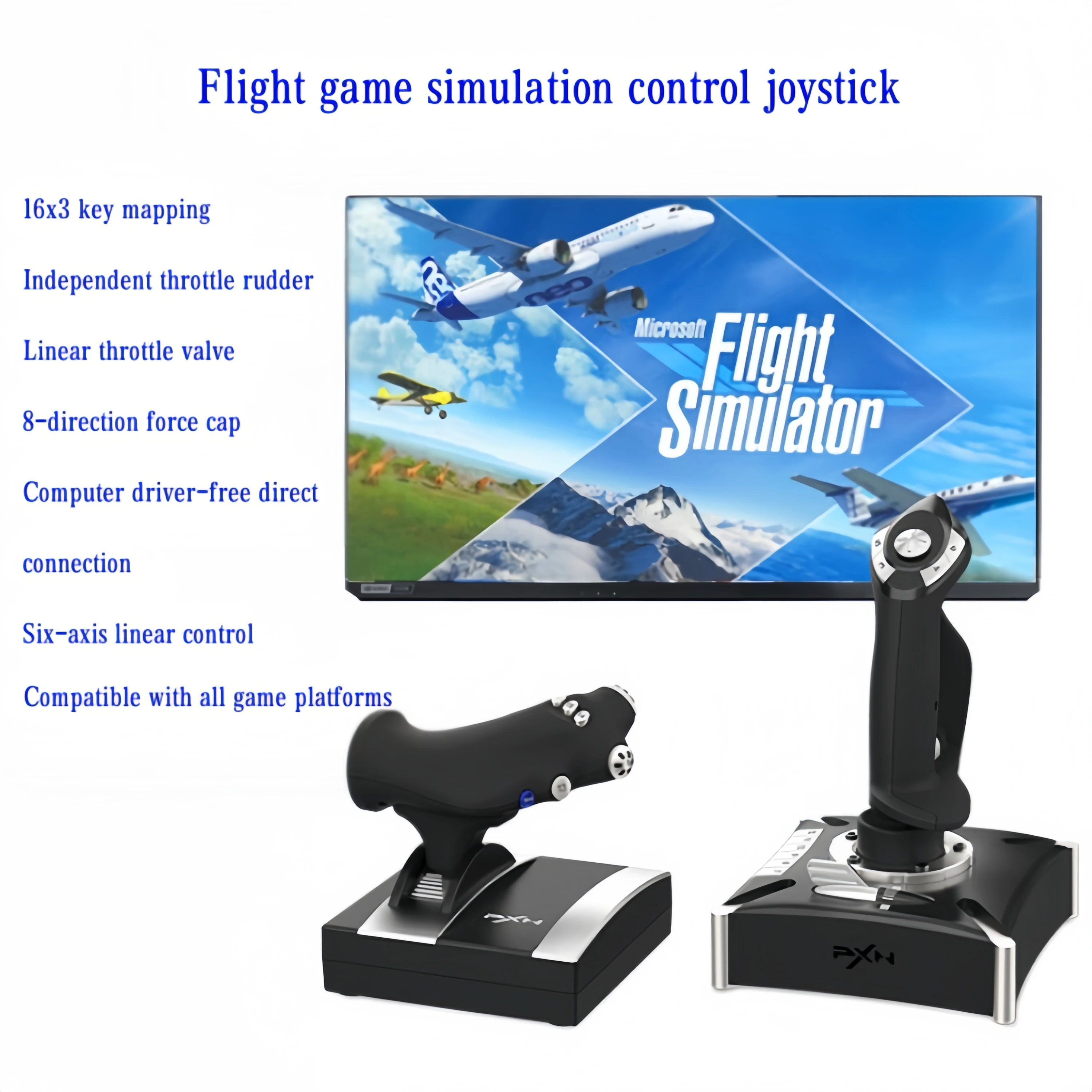 Flight Control Joystick Compatible with Pc (Windows Xp/7/8/10/11), Ps4, Xbox One, Xbox Series X/S, and Multiple Games Compatible