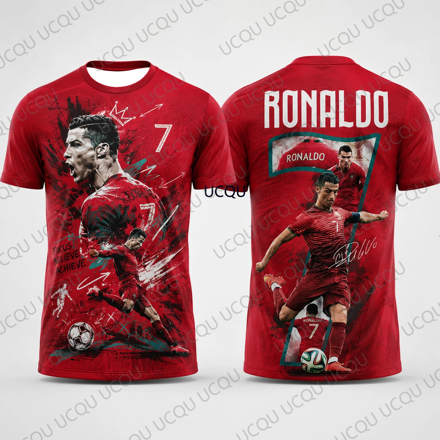 2026 New Summer Ronaldo 7 Red Graffiti Soccer Jersey AI Design Football Fan Shirt Men Women Summer Sports Kit