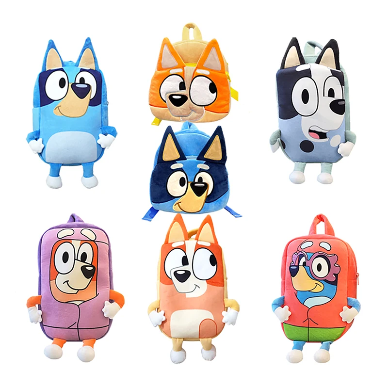 Bluey Family Cosplay Kindergarten Children's Cartoon School Bag Bluebin Dog Backpack Kawaii Anime Figure Dog Backpack Children's