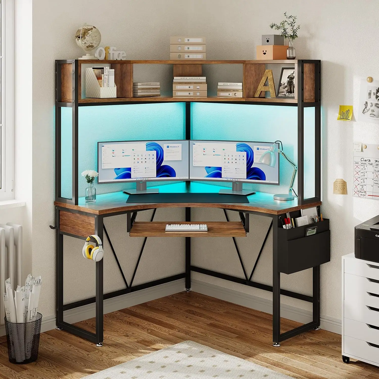 Spacious Corner Desk with Hutch & Storage for Small Space, Customized