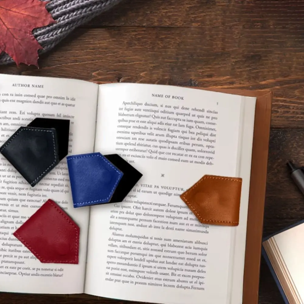 High Quality PU Leather Magnetic Bookmark Diamond Shape Multifunctional Leather Bookmark Reading Book Clip Teachers