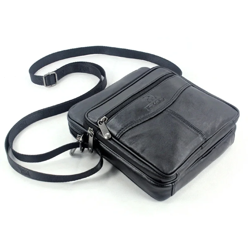 

Fashion Lamb Skin Messenger Bag For Men Genuine Leather Shoulder Sling s Male Casual Small Capacity Crossbody Black M014