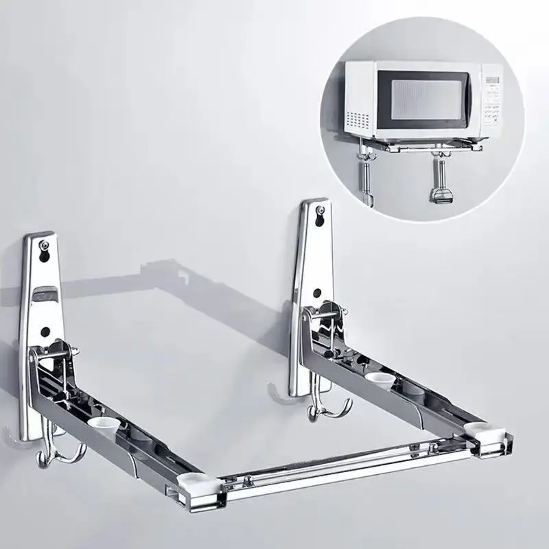 

Stainless Steel Microwave Oven ShelfExpandable Kitchen OrganiserWall Mounted Oven Shelf cocina accesorios de cocina novedosos