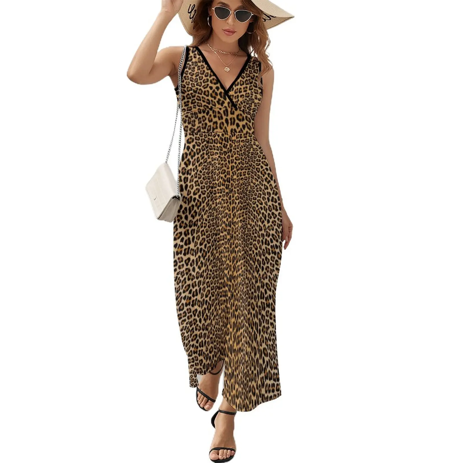 

Leopard print Sleeveless Dress Elegant gown Long dresses